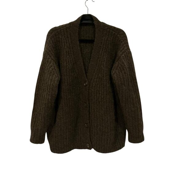 Jenni Kayne Cocoon Cardigan Cocoa Brown Oversized Ribbed Knit Button Sweater XXS - Picture 8 of 15